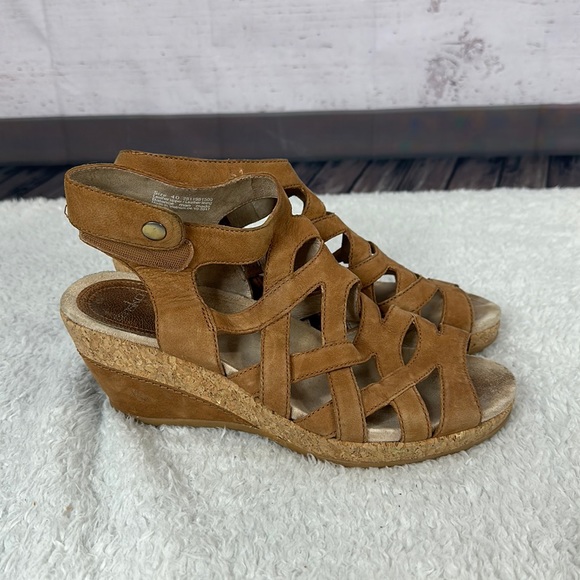 Dansko Shoes - Dansko Womens Cecily Sandal size 40 Cork Wedge Heel Gladiator leather